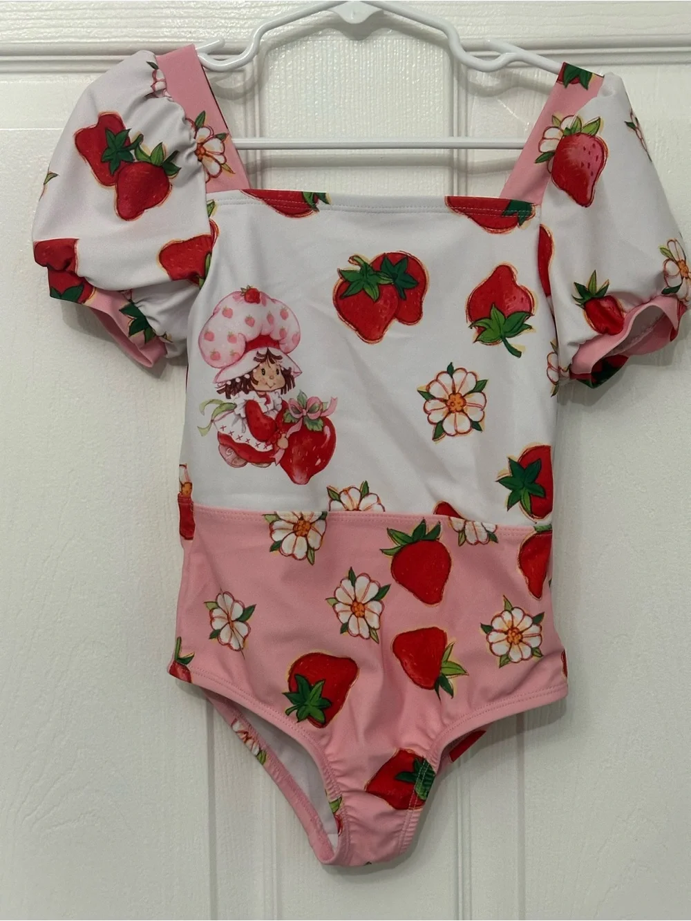 Strawberry Shortcake Toddler Girl Puff- Sleeve One- Piece Swimsuit Sizes 4T